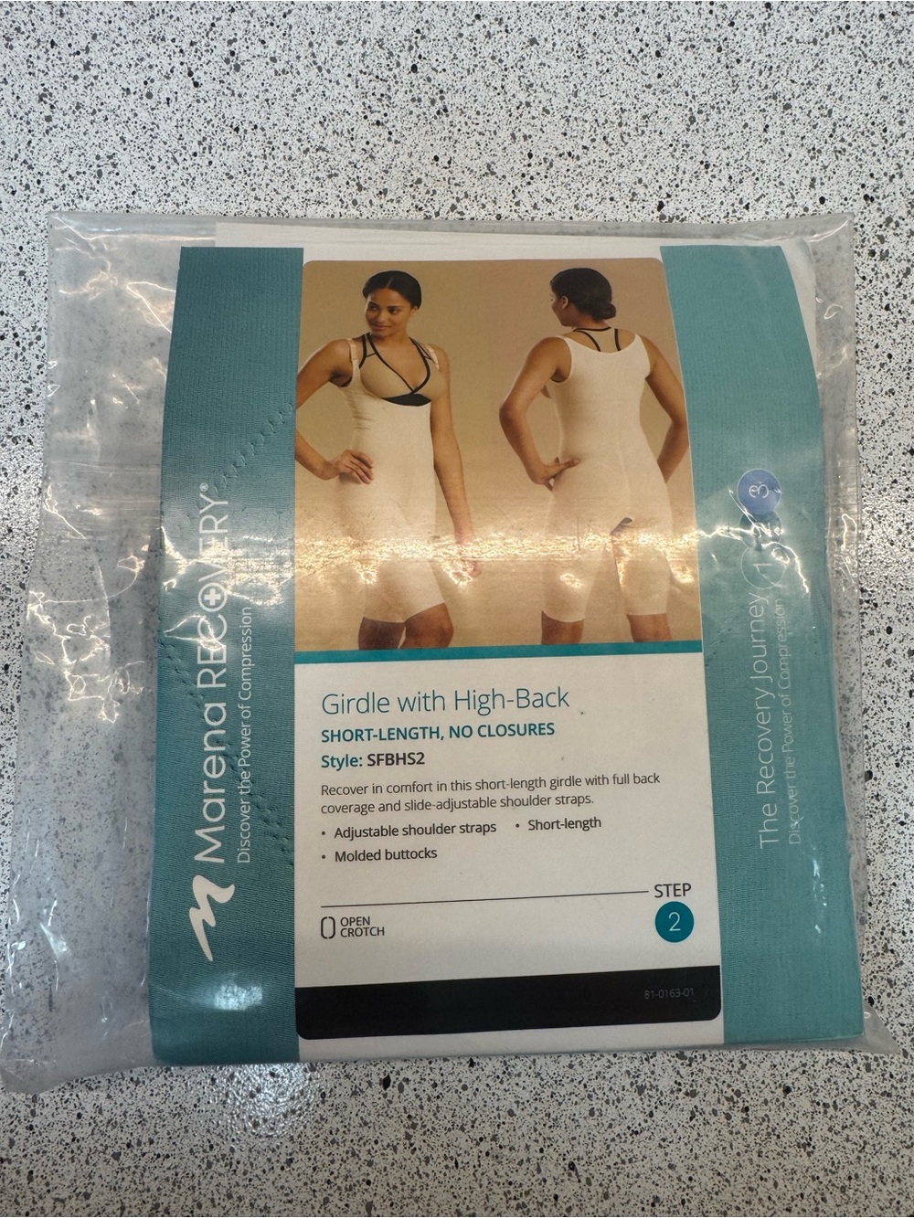 Marena Recovery Girdle High Back Short Length Step 2 Black Size M
